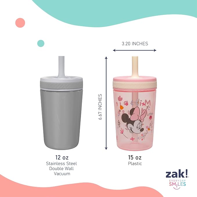 Zak Designs Disney Minnie Mouse Kelso Toddler Cups For Travel or At Home, 15oz 2-Pack Durable Plastic Sippy Cups With Leak-Proof Design is Perfect For Kids (Minnie Mouse) - Image 8
