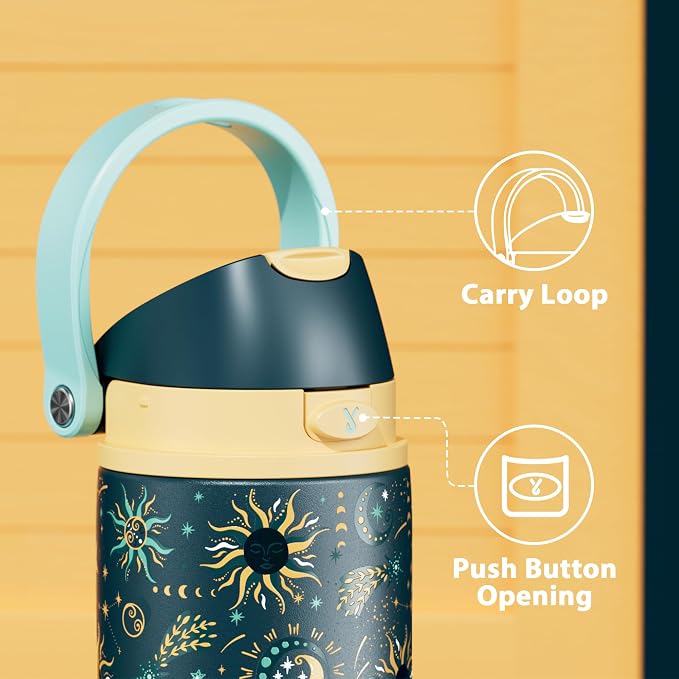 24 oz Insulated Water Bottle with Straw: Meoky Stainless Steel Metal Water Bottle with 2-in-1 Lid - Leak Proof, Cold for 24 Hours, Protective Silicone Base, BPA-Free for Sports Travel Car, Tarot - Image 4