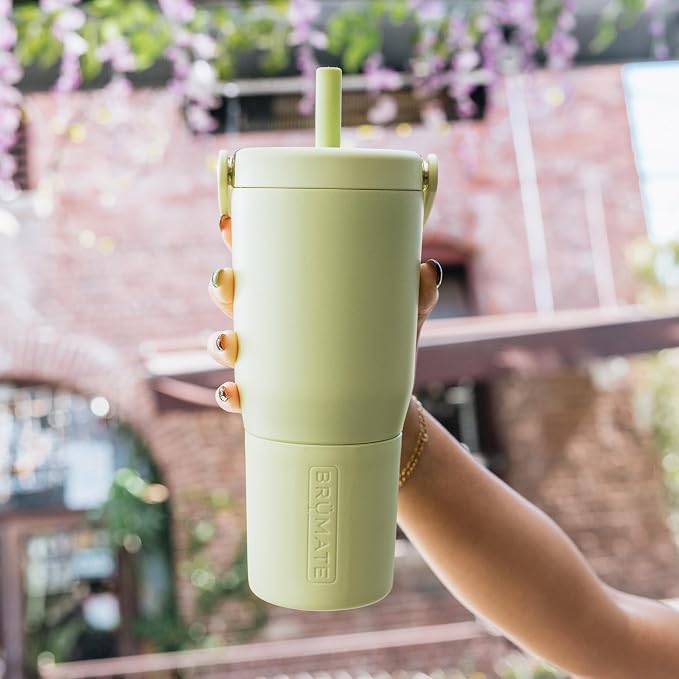 BrüMate Resa 25oz 100% Leakproof Travel Tumbler w/Handle & Straw | Flexible SoftSip Straw | Silicone Sleeve for Durability | Stainless Steel | Cup Holder & Travel Friendly Water Bottle (Blue Agave) - Image 9