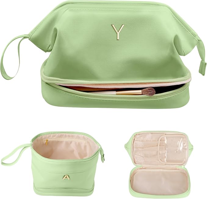 Gifts for Ladies, Initial Large Makeup Bag, Bride To Be Gifts, Double Layer by Vogewood