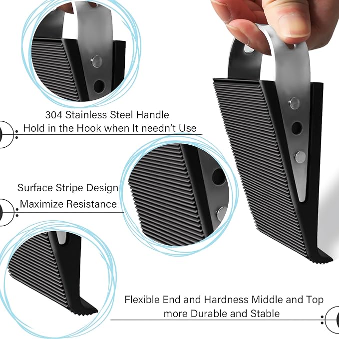 Shackcom Rubber Door Stopper Wedge, 4 Pack Black Heavy Duty Door Stop Suitable - Image 3