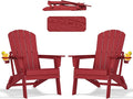 Folding Adirondack Chair with Cup Holder Set of 2, HDPE All-Weather Patio Chairs by nevilywood