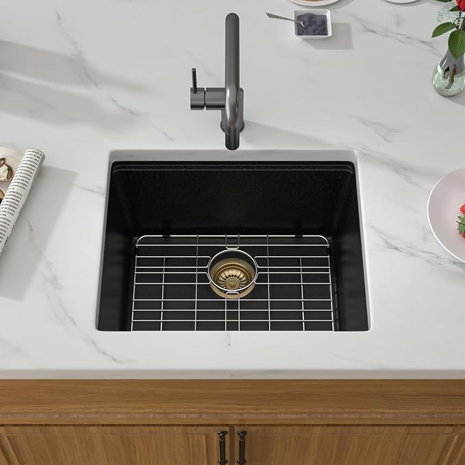 21 Black Granite Composite Bar Sink 18x18 Single Bowl Not Easily Stained - Image 4