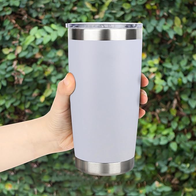 20oz Stainless Steel Tumbler Bulk with Lid, Travel Mug - Double Wall Vacuum Powder Coated Cup - White, 6 Pack - Image 6