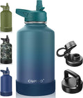 CIVAGO 64 oz Insulated Water Bottle With Straw, Half Gallon Stainless Steel Sports Water Flask Jug with 3 Lids (Straw, Spout and Handle Lid), Large Metal Thermal Cup Mug, Dark Night by CIVAGO
