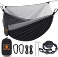 Camping Hammock with Net, Travel Portable Lightweight Hammocks with Tree Straps by QEVOOON