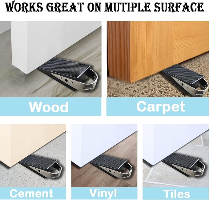 Shackcom Rubber Door Stopper Wedge, 1 Pack Black Heavy Duty Door Stop Suitable - Image 4