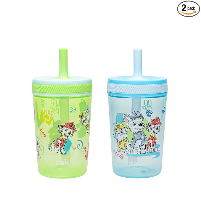 Zak Designs PAW Patrol Kelso Toddler Cups For Travel or At Home, 15oz 2-Pack Durable Plastic Sippy Cups With Leak-Proof Design is Perfect For Kids (Chase, Marshall, Rubble, & More) by ZakDesigns