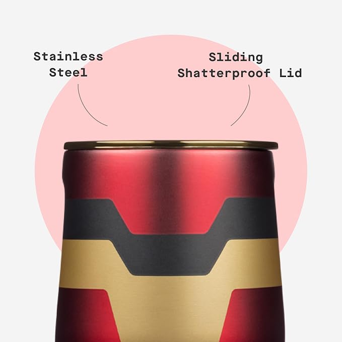 Corkcicle Stemless Insulated Wine Glass Tumbler - Beverages Cold 6 Hours & Hot 3 Hours - Stainless Steel - Easy-Grip - Summer Drinkware Gift - Keeps Drinks Ice - 12 oz - Captain Marvel - Image 5