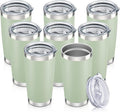 20 oz Tumbler with Lid Stainless Steel Insulated Tumblers Bulk Double Wall Vacuum Cups Powder Coated Travel Mug Keep Drink Cold and Hot, Sagebrush Green, 8 Pack by Orebigo