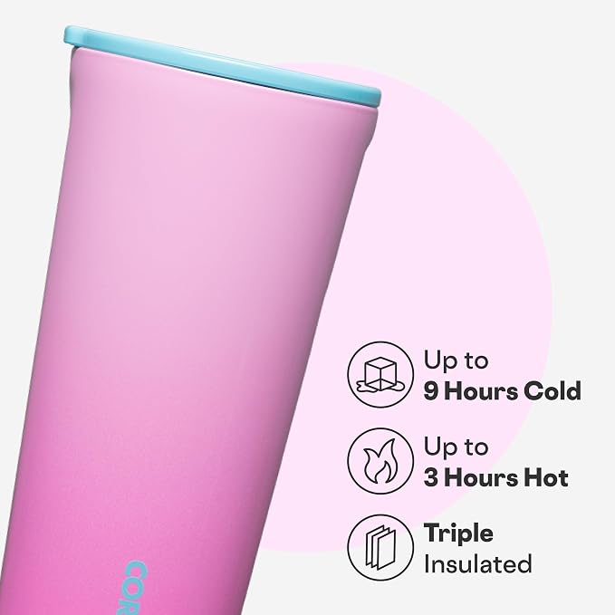 Corkcicle Classic Tumbler - Keeps Drinks Cold 9 Plus Hours - Triple Insulated Stainless Steel Drink Tumbler - Sliding Lid - Summer Drinkware Gift - Keeps Drinks Ice Cold - 24 oz - Pink Pop - Image 3