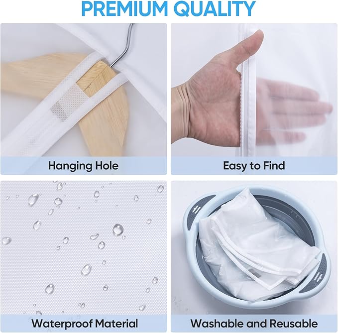 BALEINE 40'' Translucent Garment Bags, 6 Packs PEVA Dress Bag - Image 2