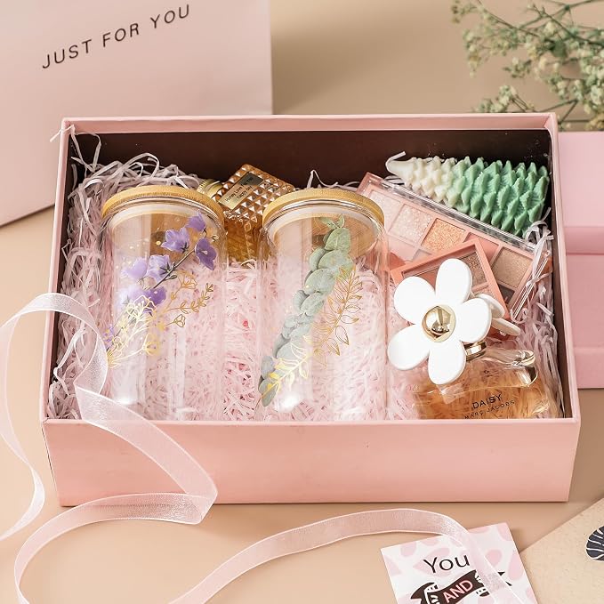 NETANY 1 Pack Glass Cups with Bamboo Lids and Straws 16 oz, Gifts for Women, Drinking glasses set, Iced Coffee, Tea Cup, Cute Aesthetics Tumbler Cup, Mothers Day, Birthday Gifts for Her Mom - Image 3