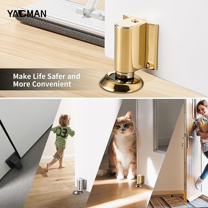 3 Pack Magnetic Door Stoppers Retractable Bottom of Door Holder No Drilling - Image 6