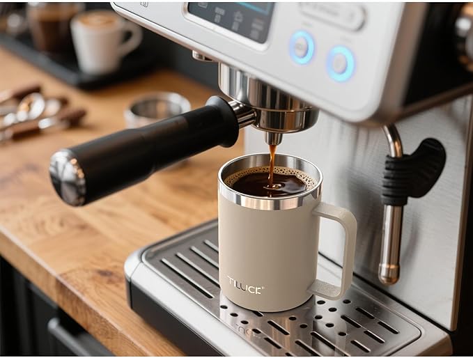 TILUCK 12 oz Insulated Coffee Mug with Lid, Double Wall Vacuum Insulated Travel Mug Cup with Handle for Hot or Cold Drinks（12oz，Matte MistyGray） - Image 3