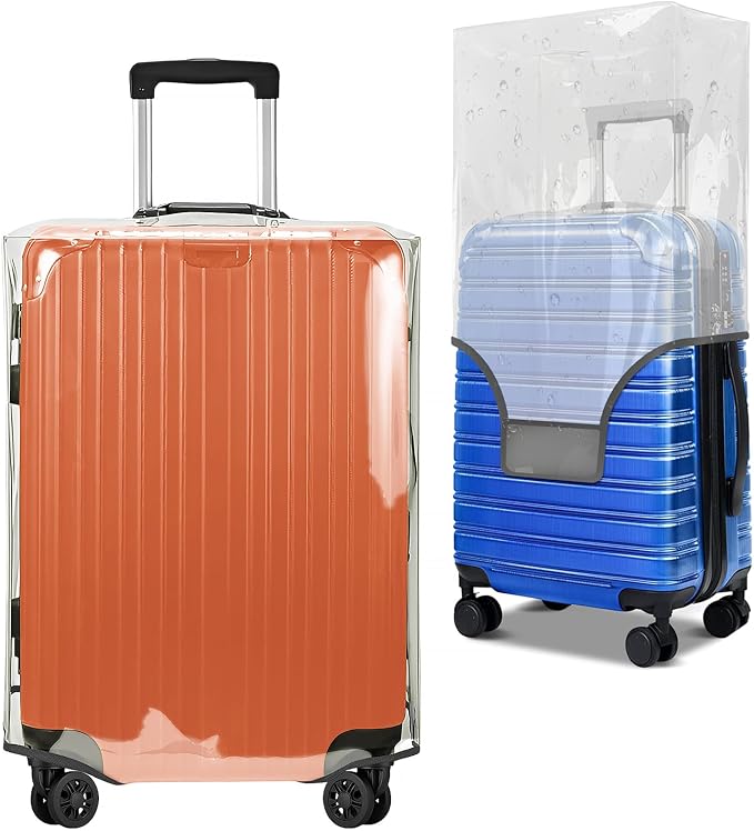 Clear Luggage Cover for 24 inch Suitcase Tsa Approved Thicken PVC Plastic by WelcomeToJZRSuitcase