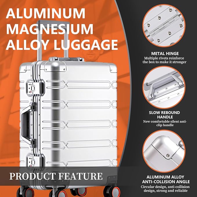WEICHEN All Aluminum Magnesium Carry On Luggage - Image 2