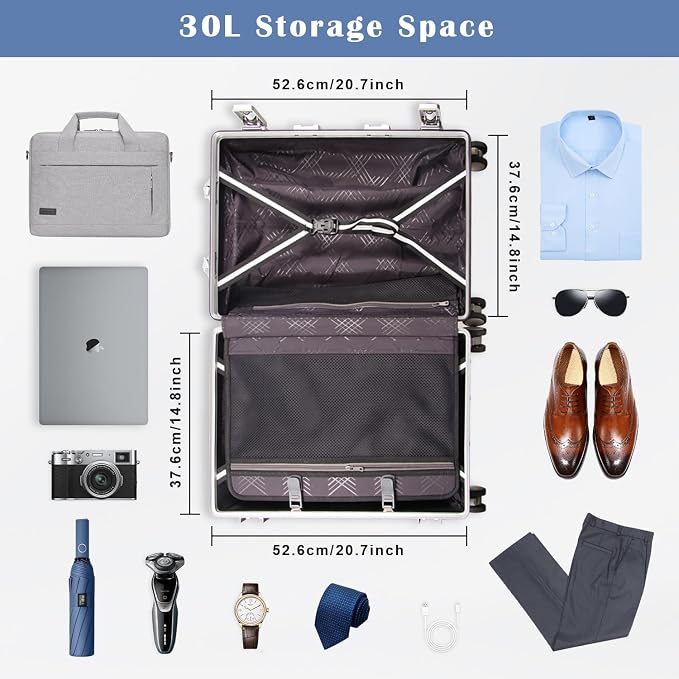 DOMINOX All Aluminum Carry On Luggage Hard Shell Luggage Aluminum Suitcase - Image 4