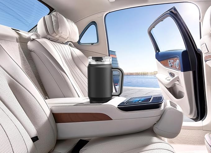 Meoky 32 oz Tumbler with Handle, Insulated Tumbler with Lid and Straw, Stainless Steel Travel Mug, Keeps Cold for 24 Hours, 100% Leak Proof, Fits in Car Cup Holder (Night) - Image 7