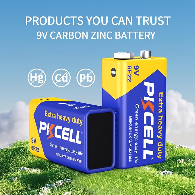 PKCELL 9V Battery Carbon Zinc for Smoke Detectors 6F22 Battery, 10-Year Shelf - Image 7