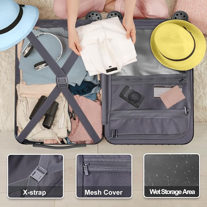 Krute Luggage Sets 2 Pieces PC+ABS Hardshell Suitcase - Image 5