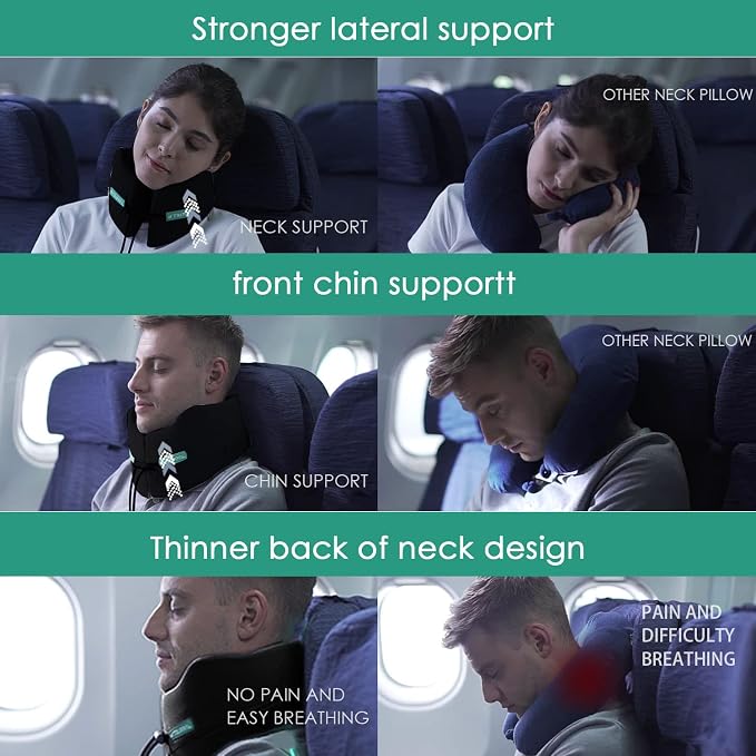 GOLDORANGE Travel Pillow Neck Chin Head Support Best Memory Foam Neck Pillows - Image 6