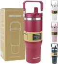 30oz Flip Straw Insulated Water Bottle with Handle, Leak Proof Stainless Steel Travel Tumbler With Lid, Double Wall Vacuum Iced Coffee Travel Mug, Sport Cup, Outside use by SIMPLEDRINK