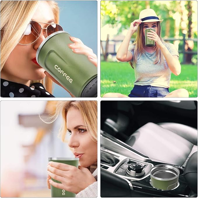 CS COSDDI 12 oz Stainless Steel Vacuum Insulated Tumbler - Coffee Travel Mug Spill Proof with Lid - coffee Cup for Keep Hot/Ice Coffee,Tea and Beer (Green) - Image 5