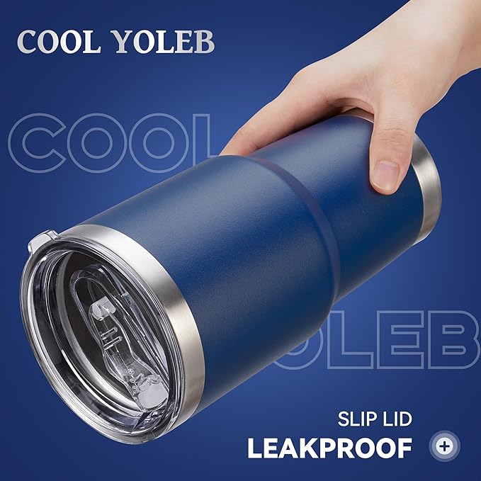 30 oz Tumbler with Lid Stainless Steel Tumblers Vacuum Insulated Cup Reusable Powder Coated Travel Mug Double Wall Leak Proof Portable Cups Keep Cold Drinks for 12 Hours, Navy, 1 Pack - Image 2
