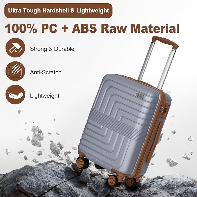 Romswi Luggage Sets 2 Piece, Expandable Carry On Luggage 20In - Image 3