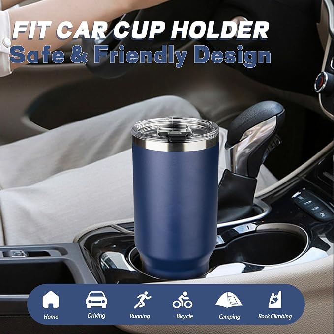 40 oz Tumbler with Lids and Straws, Stainless Steel Insulated Coffee Tumbler, Double Wall Vacuum Insulated Travel Mug Cup, Leakproof Thermal Coffee Cup for Hot and Cold Drinks (Navy Blue) - Image 6