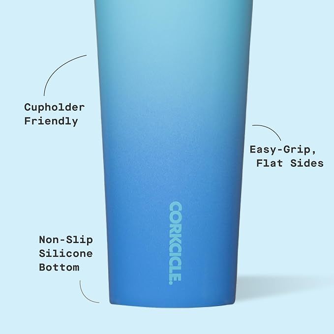 Corkcicle Classic Tumbler - Keeps Drinks Cold 9 Plus Hours - Triple Insulated Stainless Steel Drink Tumbler - Sliding Lid - Summer Drinkware Gift - Keeps Drinks Ice Cold - 24 oz - Boom Box Blue - Image 4