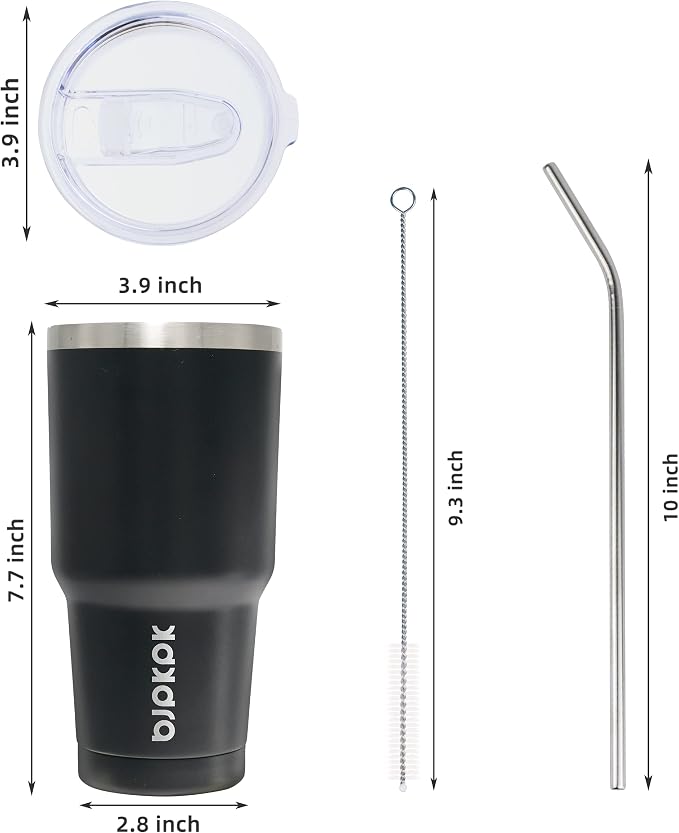 BJPKPK 30 oz Stainless Steel Tumbler with Lid and Straw Insulated Travel Coffee Mug Reusable Metal Thermal Cup,Black - Image 3