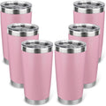 20oz Stainless Steel Tumbler Bulk with Lid, Travel Mug - Double Wall Vacuum Powder Coated Cup - Light Pink, 6 Pack by Unknown