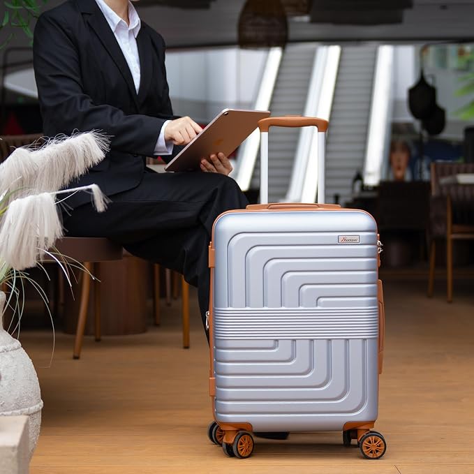 Romswi Expandable 24" Checked Luggage, Medium Hardshell Suitcase - Image 2