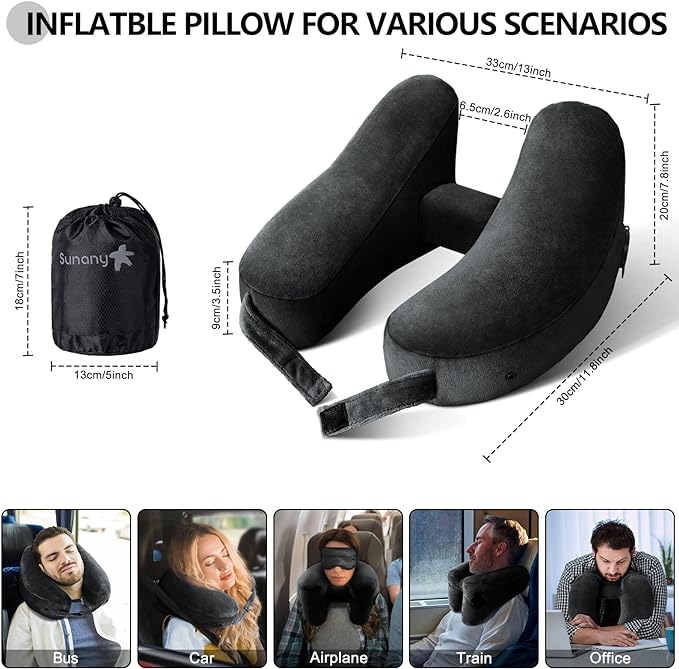 Sunany Neck Pillow for Travel Inflatable Airplane Pillow Comfortably Supports - Image 4