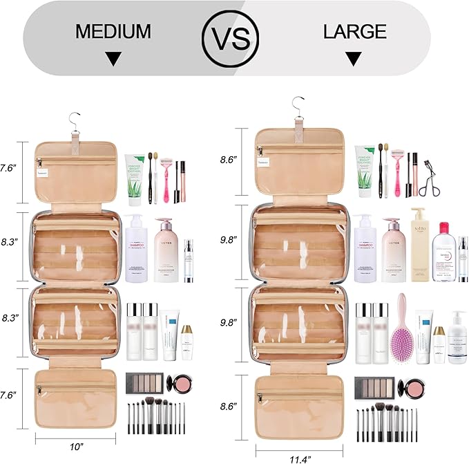 Travel Hanging Toiletry Bag for Women, Large Makeup Bag 8 Leak Proofing - Image 2