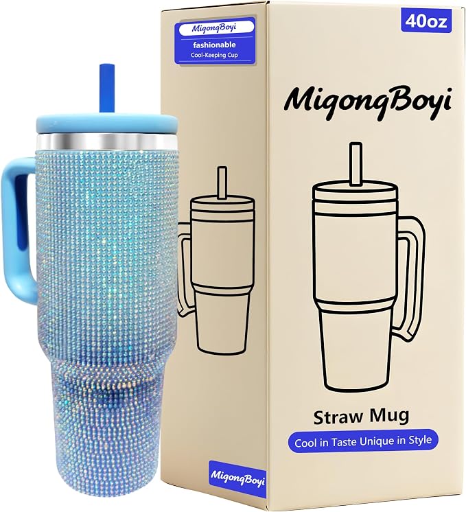 40-OZ Insulated Water Bottle,Insulated Stainless Steel Tumbler,Reusable Cold Drink Thermos,BPA-Free, Double-Wall Stainless Steel Water Bottle (Royal Blue - Diamond, 40, Fluid Ounces) by Unknown