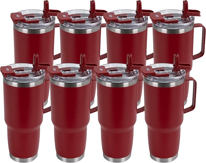 HASLE OUTFITTERS 30oz Tumbler Bulk with Handle, Insulated Travel Coffee Mug Set with Handle Leak-Proof Double Wall Stainless Steel Vacuum Tumblers Pack Metal Cup for Hot and Cold Drink by HASLEOUTFITTERS