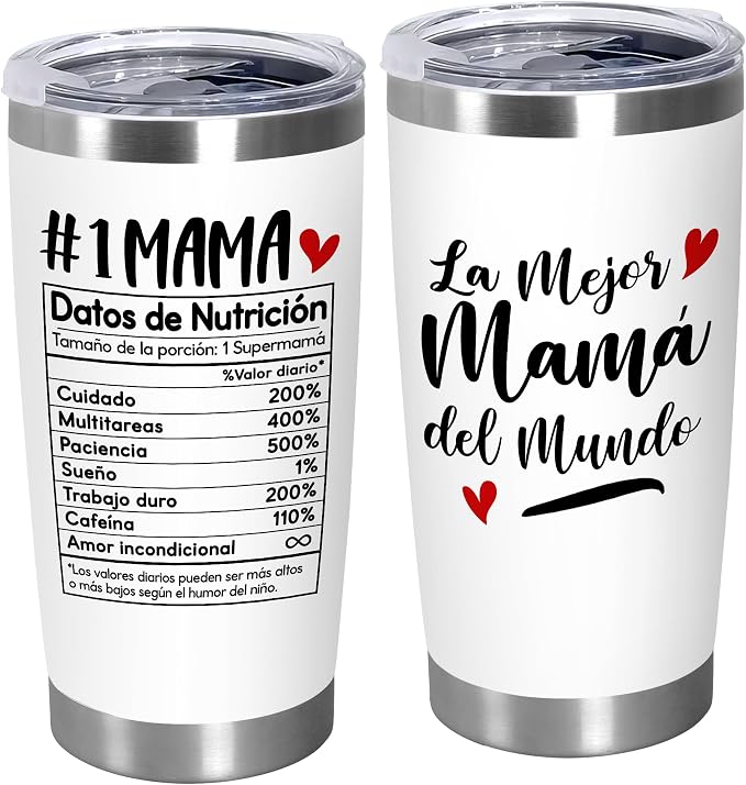 TEEZWONDER Birthday Gifts for Mom from Daughter Son - 20 oz Stainless Steel Tumbler with Lid - Mothers Day Birthday Gifts for Mom Mama Mother in Law Stepmom, Regalos para Mamá Tumblers for Women by Teezwonder