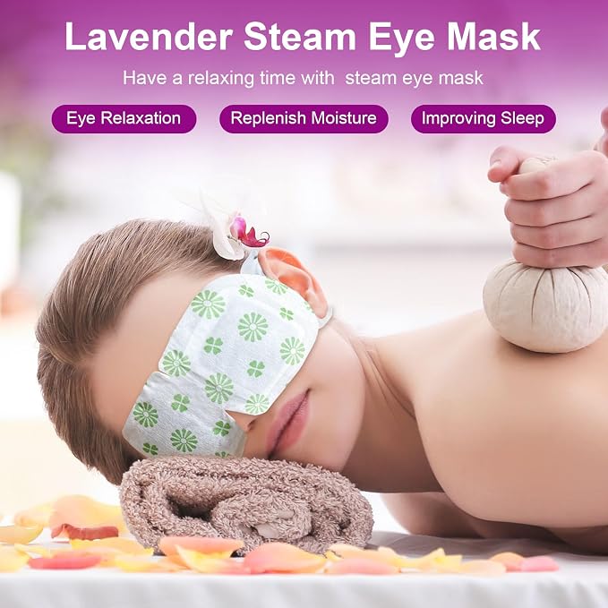 20 Packs Steam Eye Mask, Lavender Steam Eye Masks Disposable, Self-Heating - Image 2