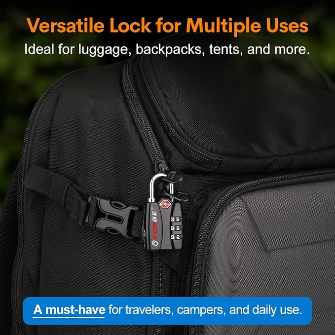 Forge Luggage Locks TSA Approved 6 Pack Black, Small Combination Lock - Image 5
