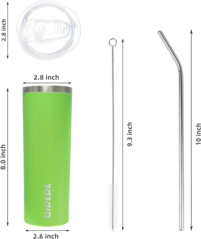 BJPKPK 20 oz Skinny Tumbler With Lid Insulated Travel Coffee Mug Stainless Steel Sublimation Water Tumblers Cup,Green - Image 3