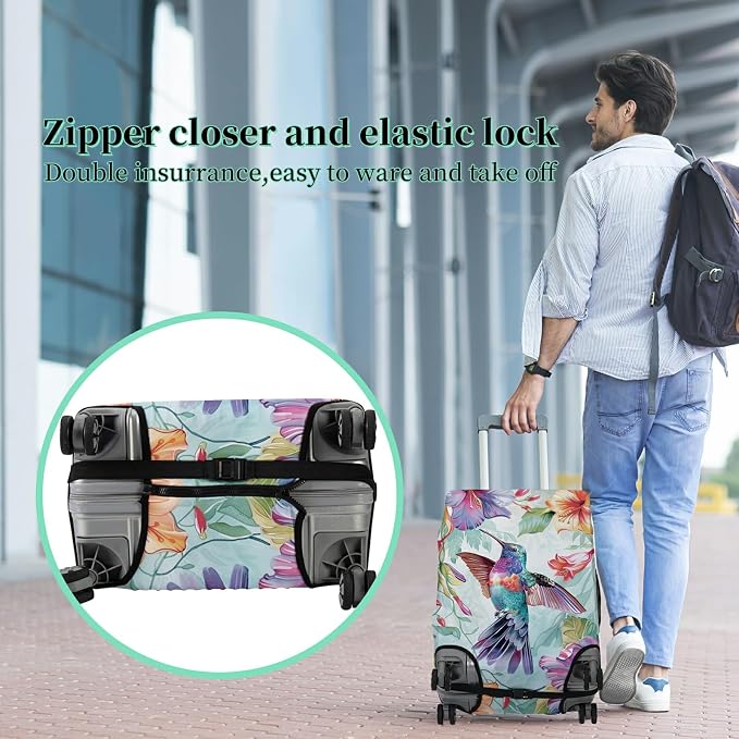 Luggage Cover Suitcase Protector + Tag, Hummingbirds Travel Cover - Image 5