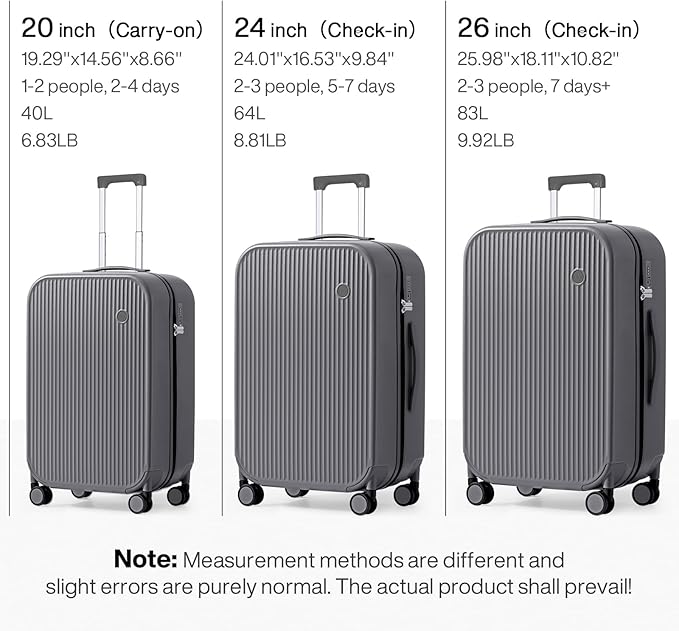 mixi 20 Inch Carry On Luggage PC Hardside Suitcases - Image 6