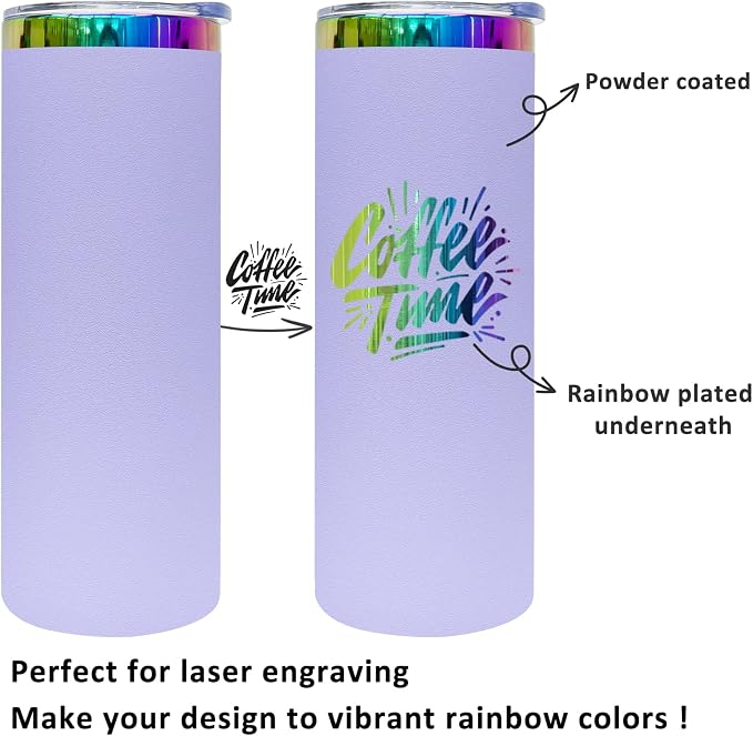 20 oz Skinny Tumblers Stainless Steel Tumbler with Lid and Straw Double Wall Vacuum Insulated Coffee Mug 20oz Powder Coated Cup for Hot and Cold Drinks(Purple,4 pack) - Image 4