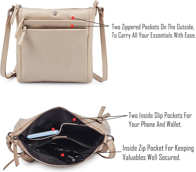 Small Soft Genuine Leather Crossbody Purse Women’s Sling Crossover Shoulder - Image 3