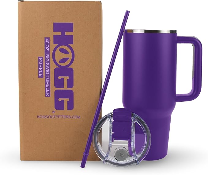 Hogg Big Swig 40 oz Tumbler with Handle and Straw - Purple, 40oz Insulated Stainless Steel, Water Tumbler with Straw, Water Cup with Handle, Versatile Leak Proof Lid - Image 7
