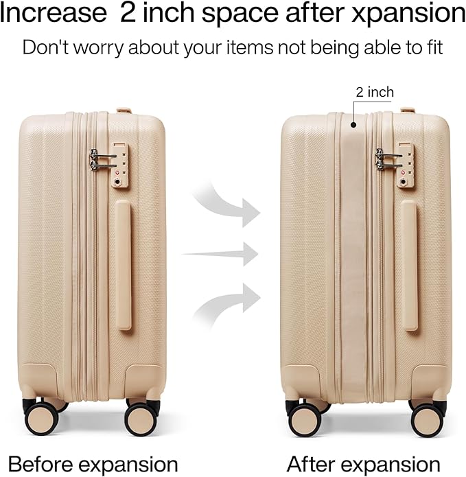 Hanke Expandable Hard Shell Luggage Sets 2 piece Carry on Luggage - Image 3