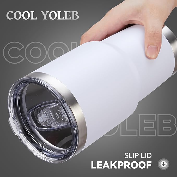 30 oz Tumbler with Lid Stainless Steel Tumblers Bulk Vacuum Insulated Cup Reusable Powder Coated Travel Mug Double Wall Leak Proof Cups Keep Cold Drinks for 12 Hours White, Set of 8 - Image 2